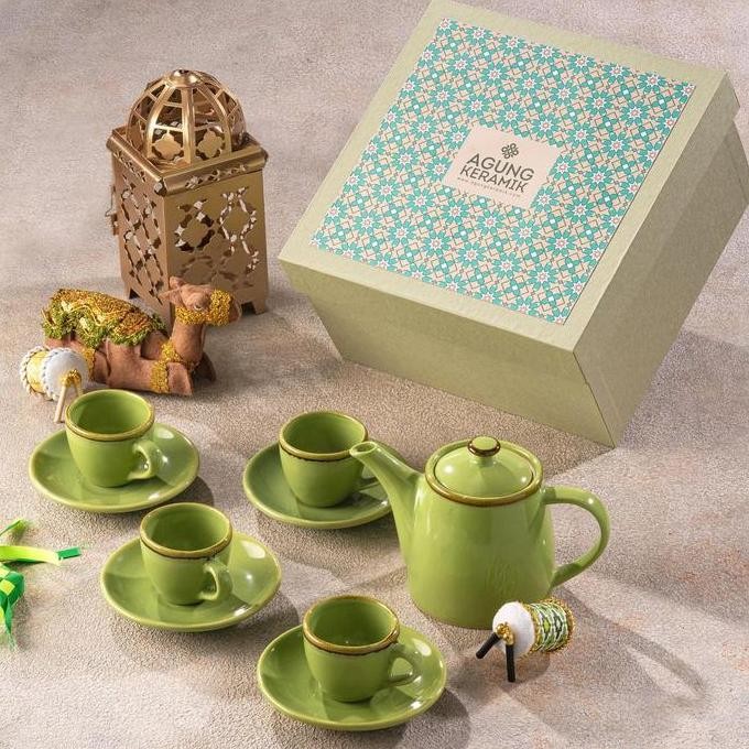 Ready Parcel Agung Keramik Tea Set Trotol Kado Ultah Wedding Lebaran Natal