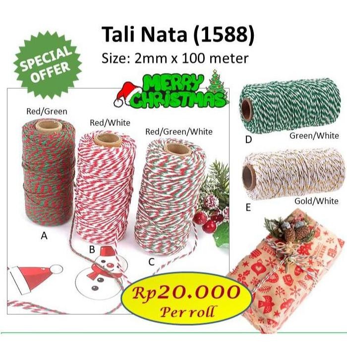 

Tali natal - Tali Craft hang tag natal - Pita Hiasan Box - pita kado - tali rami katun 1588 aSt