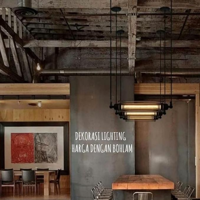 Lampu Gantung Panjang Meja Makan Retro Hias Minimalis + Lampu T9