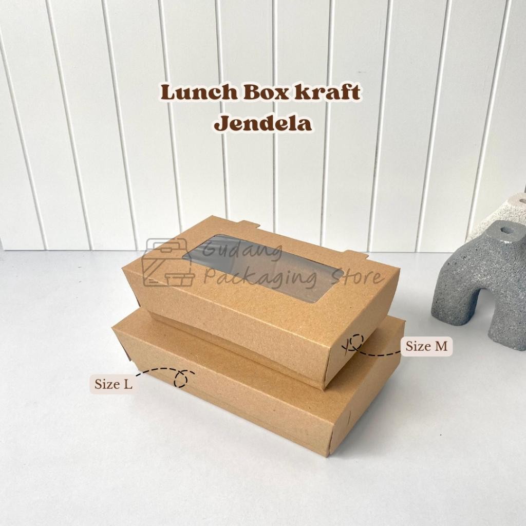 

100 Pcs | Lunch Box Paper Kraft Coklat Laminasi Ukuran S/M/L | Lunch Box Window