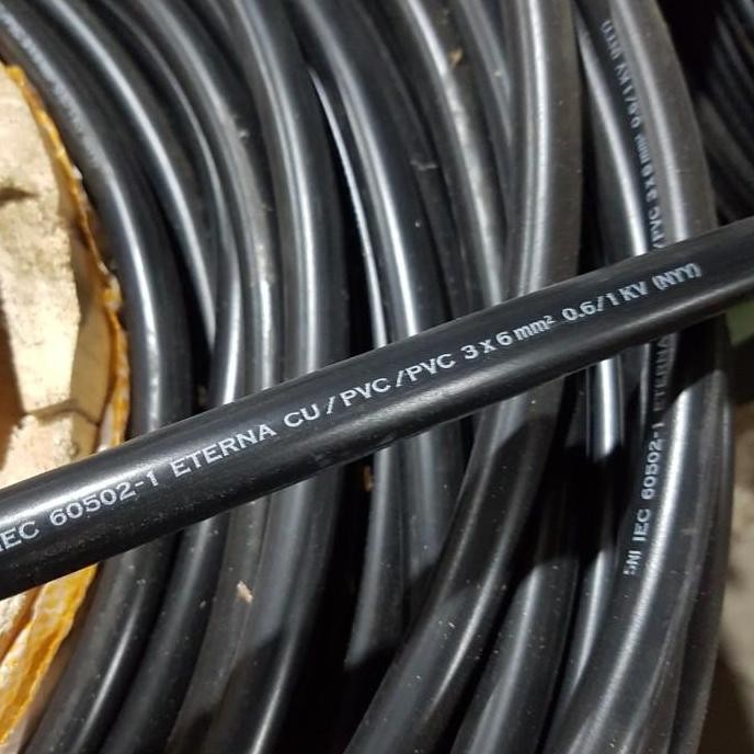 (Allthebest) Eterna Kabel Listrik Hitam Kawat Tembaga NYY 3 X 6 / 3X6 MM