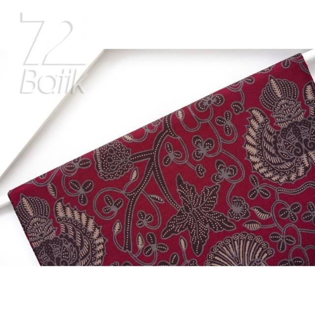 Kain Batik Premium 72 Batik Bahan Katun Warna Merah Maroon Burgundy 725492 - Irf