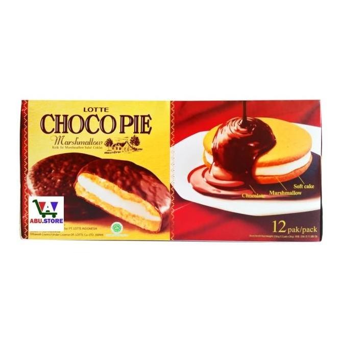 

(Allthebest) Lotte Choco Pie isi Marshmallow - Kemasan Box isi 12 pcs x 28gr
