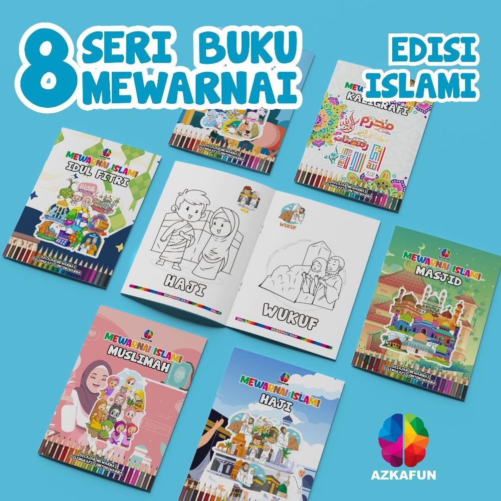 PAKET 8 BUKU MEWARNAI ISLAMI - buku mewarnai anak MURAH