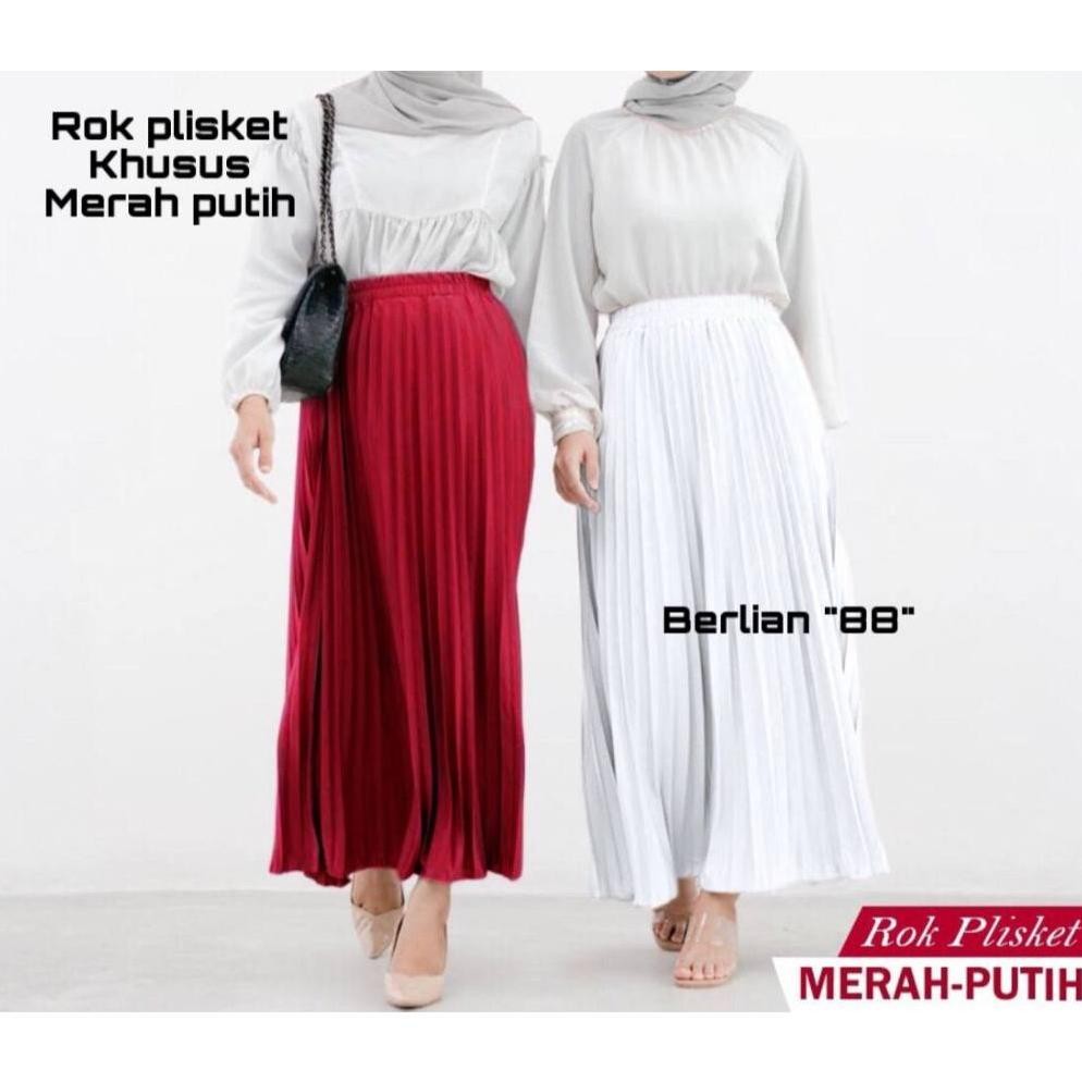 ROK PLISKET PREMIUM MERAH PUTIH/ROK DEWASA/ROK HUT RI/ROK HARI KEMERDEKAAN