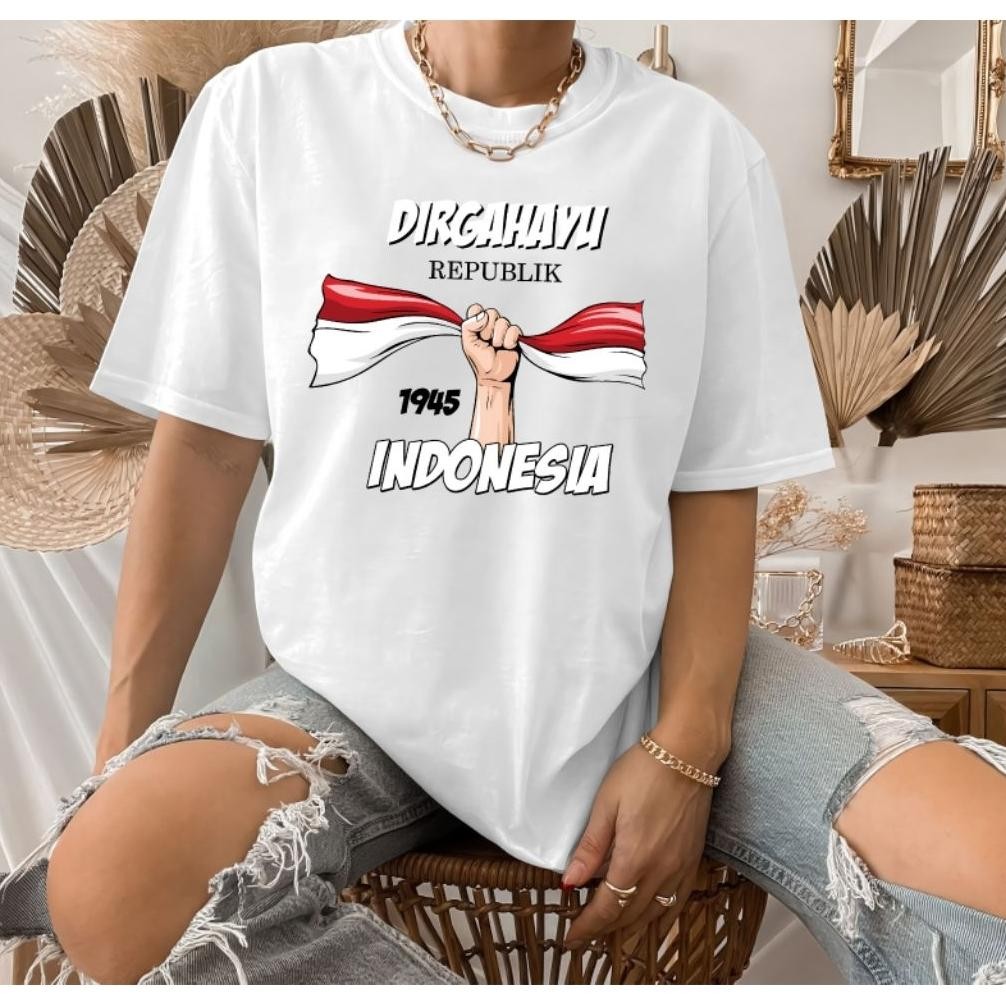 Kaos Atasan dirgahayu,17 Agustus Pria Wanita Dewasa ,Baju Kaos Kemerdekaan 17 Agustus  Terbaru