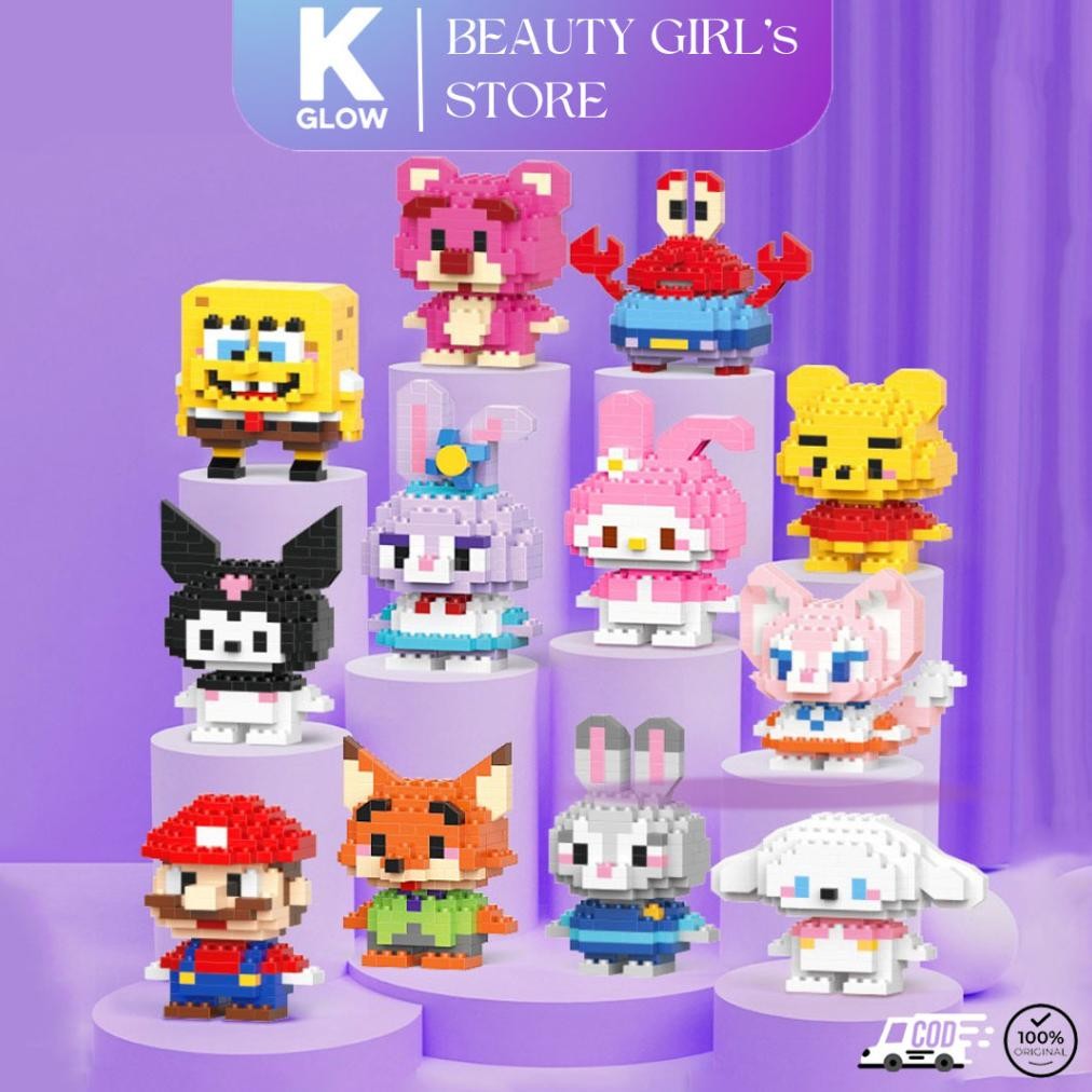 (DISKON)- KGLOW Nano Block Mainan Edukatif Anak Lego Puzzle DIY Miniatur Hiasan Kamar Karakter Lucu 