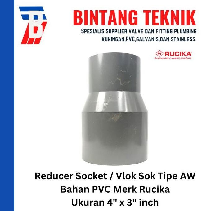 Reducer Sok / Vlok Sok 4" X 3" Pvc Rucika Aw