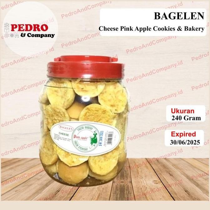 

Pink Apple Bakery Bagelen Keju Cheese 240gr Roti Kering Bulat Renyah Stok Terbatas