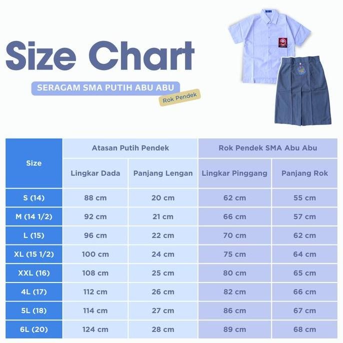 (Allthebest) Stelan Seragam SMA Putri / Seragam SMA Pendek Putri / Seragam putih Abu Abu Pendek