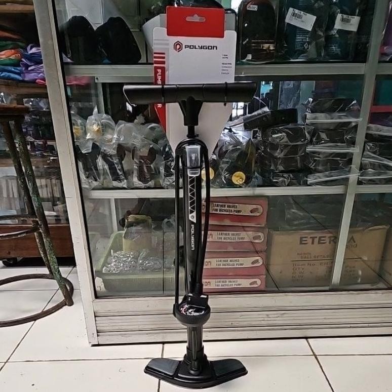 POMPA LANTAI SEPEDA / FLOOR PUMP POLYGON STEEL STX DUAL HEAD 160 psi pompa angin /ban sepeda/pompa m
