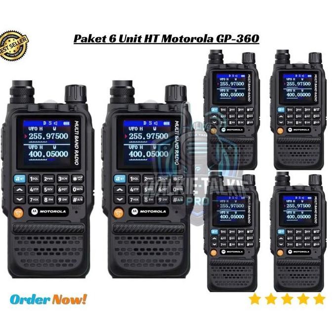 Promo Paket 6 Pcs HT Motorola GP-360 Type-C Charger Jarak Jauh VHF/UHF Dual Band Handy Talky Paling 