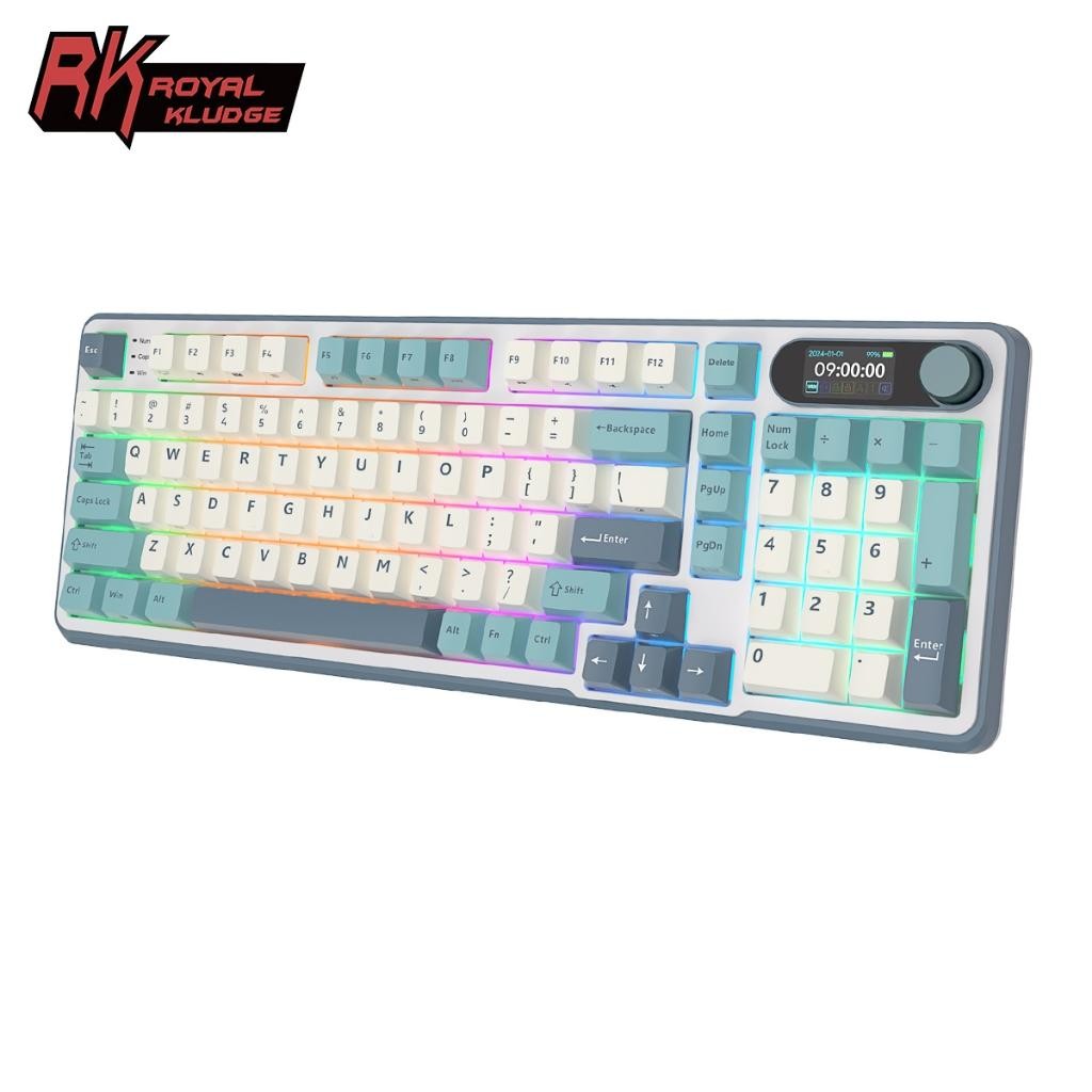 TP Royal Kludge RK S98 White Blue Light Could 98 Key Gaming Keyboard