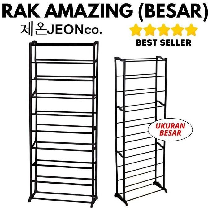 TD [COD] (PIPA BESAR) Rak Amazing Shoes Non Cover 10 Susun Tempat Penyimpanan Rak Sepatu Jilbab hija