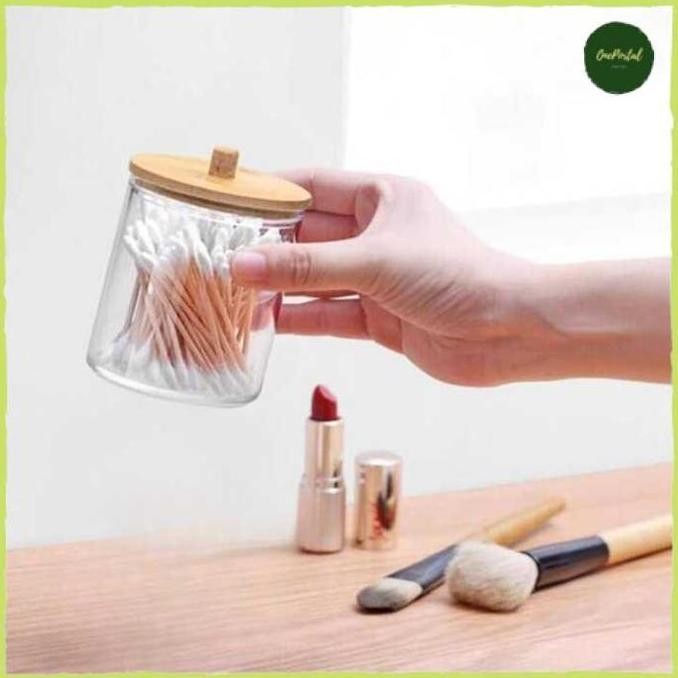 Tempat Kapas Cotton Bud Toples Plastik Make Up Organizer