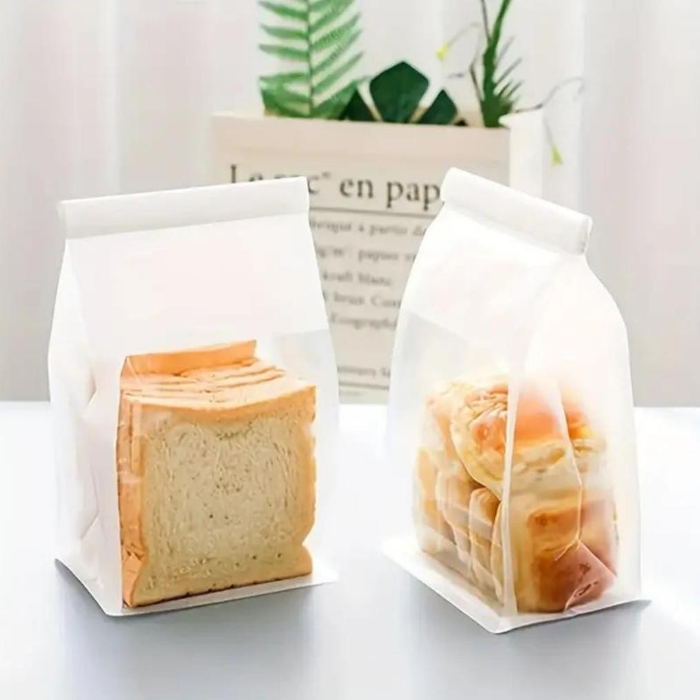 

50 Pcs Kantong Roti Tawar Kertas Kraft Paper Bag Toast Box Roti Bread Croissant Zip Lock Kawat