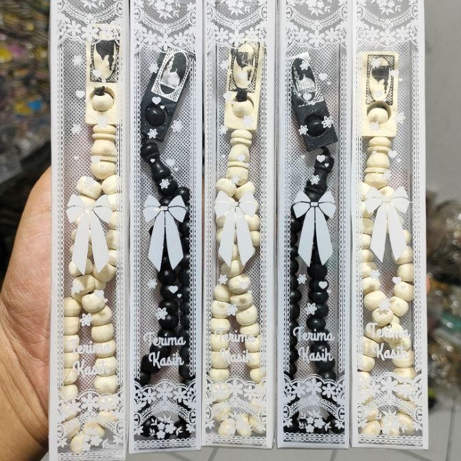 Isi 100 Pcs Souvenir Pernikahan Tasbih Kayu Dikemas Mika Corak Souvenir Pernikahan Unik Sovenir Pern