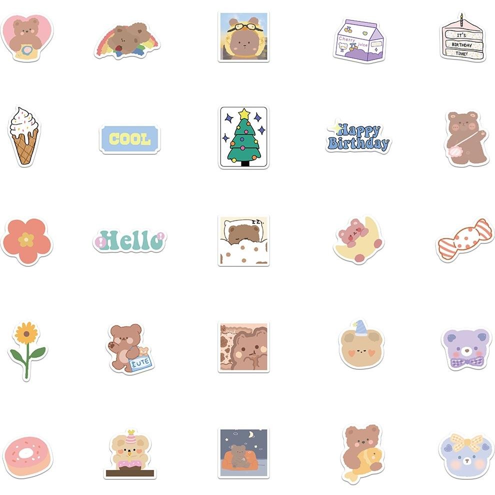

Stiker Set Stiker Paket 102pcs Korea INS gaya Stiker lucu Kartun beruang Anti Air Stikers Berperekat Waterproof sticker decal buat Motor Helm Buku Journal Koper Casing HP Laptop Botol Minum YT-26