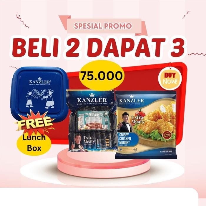 

Rps Beli 2 Dapat 3 Kanzler Crispy 450Gr+ Kanzler Beef Cocktail 250Gr Free Kanzler Lunch Box