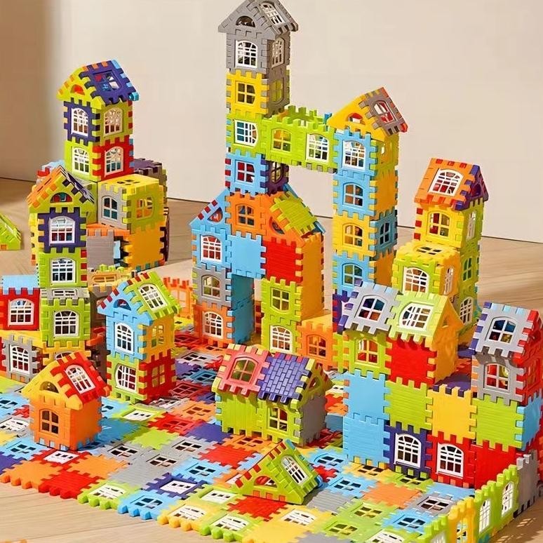 Cod Zctoy Diy 88/210/310Pcs Funny Block Puzzle Rumah Block Rumah Balok Mainan Balok Anak Fg-7