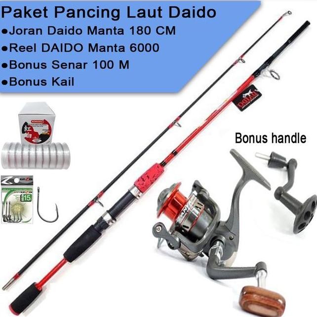 Paket Pancing Laut Daido Manta Dan Joran 180 Cm Langkap