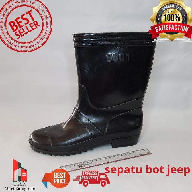 Baru Sepatu Boot Jeep Pendek Hitam Pria Wanita Karet Anti Air Proyek