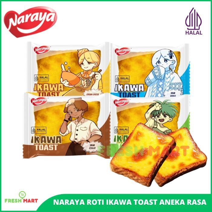 

FF Naraya Ikawa Toast Roti Panggang Viral Rasa Coklat, Cheese, Srikaya Pandan & Vanila Halal 60g