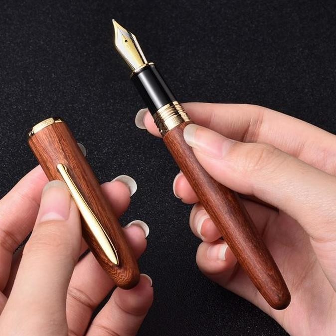 

EF/F Hongdian 660 Wood Fountain Pen Natural Handmade PW