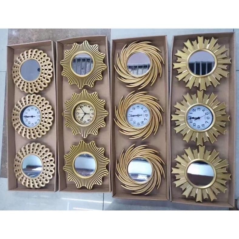 Fue-K5X20 3 Set Jam Dinding Hias 1 Jam Dinding 2 Cermin Hias Jam Dinding Hias 3 Set Aza-125