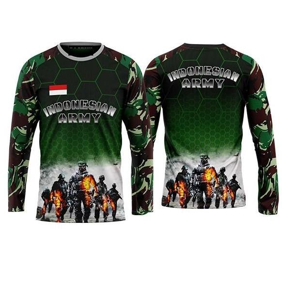 ''Terlaris" Kaos Tni  Army Jersey Loreng Malvinas Fullprint Lengan Panjang