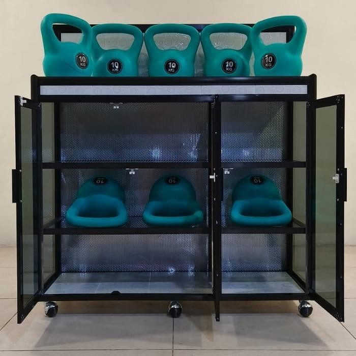 (Diskon) Mkg 454 128X53X90+25 B Meja Rak Kompor Gas Aluminium Super 20U Coklat Tua 2 Pintu 3 Tungku 