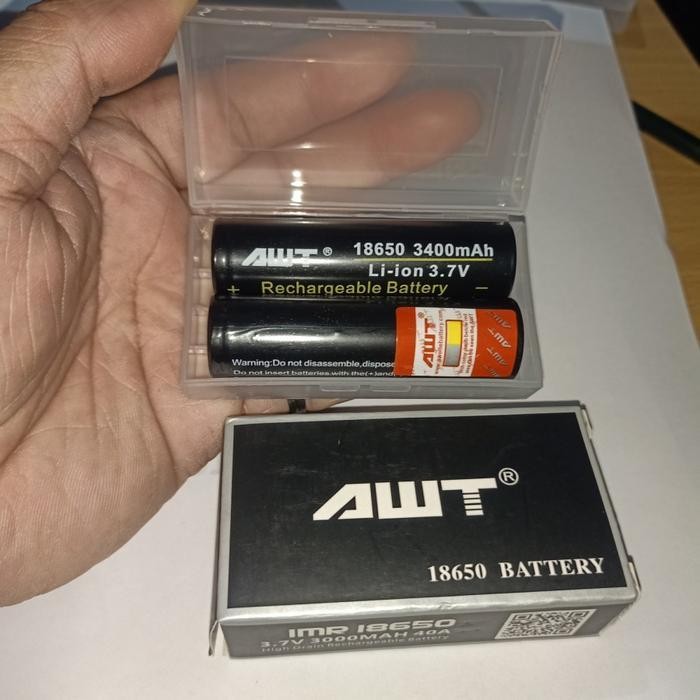 Rs Baterai Awt 3400Mah Hitam 18650 Black Batre Battery 3400 Mah
