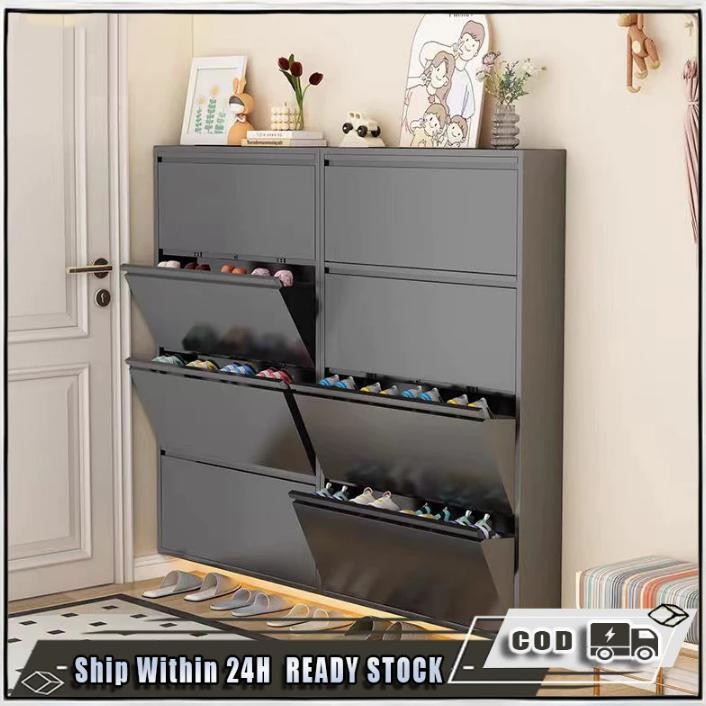 Rak Sepatu Susun Besi Tertutup 2 - 4 Layer Kuat Tebal Lemari Sepatu Minimalis Rak Sepatu Susun Besi