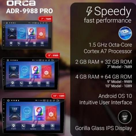 Headunit Android 9" Orca Pro OEM Xpander Ram 4/64 Dual DVR + Pasang