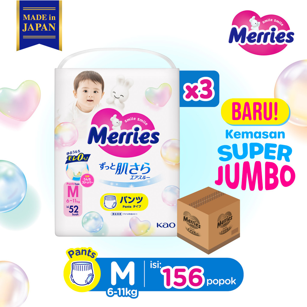 Merries Premium Popok Bayi Celana M (6-11)kg isi 52 pcs Carton