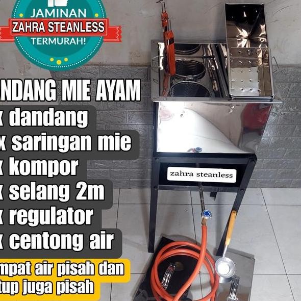 Dandang Mie Ayam 2 Lubang Kuah Sekat Set Meja Panci Mie Pentol Tong