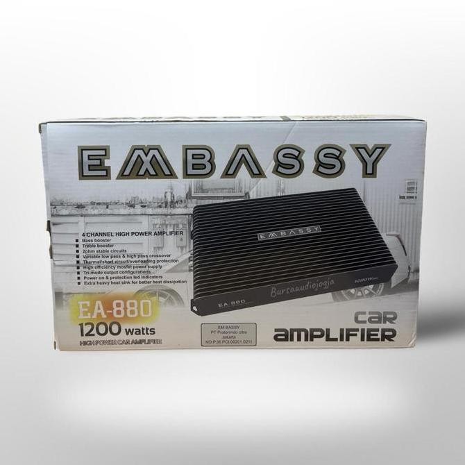 Power amplifier Embassy EA 880 class D power 4ch audio mobil 1200 watt