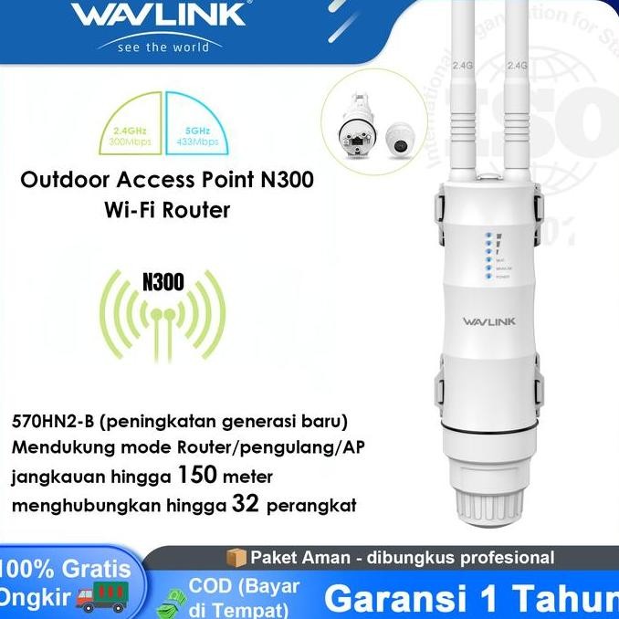 WAVLINK CPE300 MBPS ACCESS POINT, N300 OUTDOOR EXTENDER JARAK JAUH, MODE AP/ROUTER/REPEATER, POE, TA