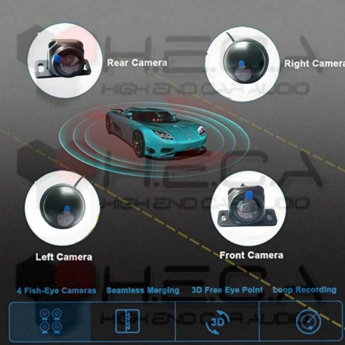 ORCA Camera 360 Derajat 3D 10p Bird Eye View Kamera Recorder DVR