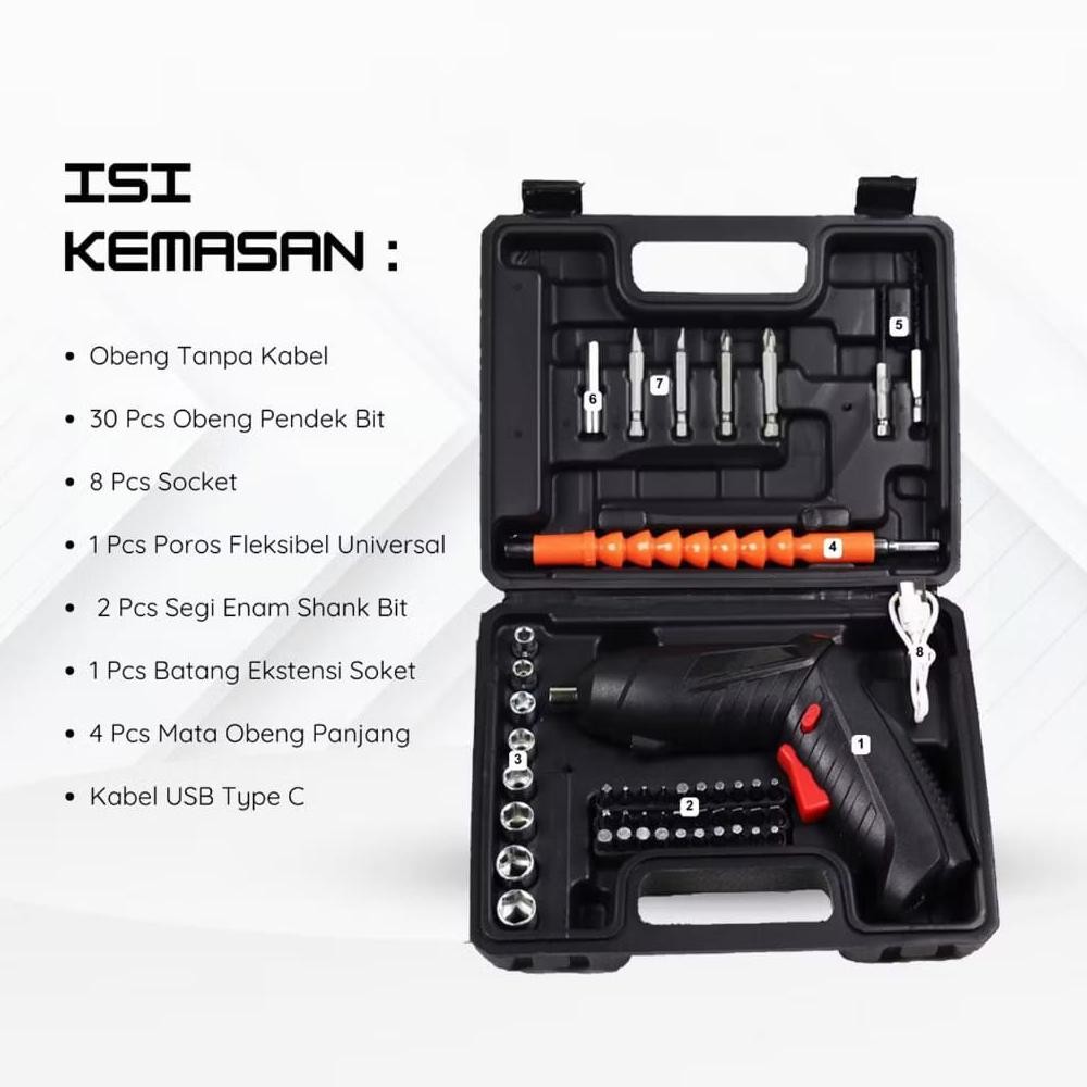 Mesin Obeng Listrik Bor Cordless Folding Mesin Bor Elektrik Tanpa Kabel Satu Set Koper Mesin Bor Mod