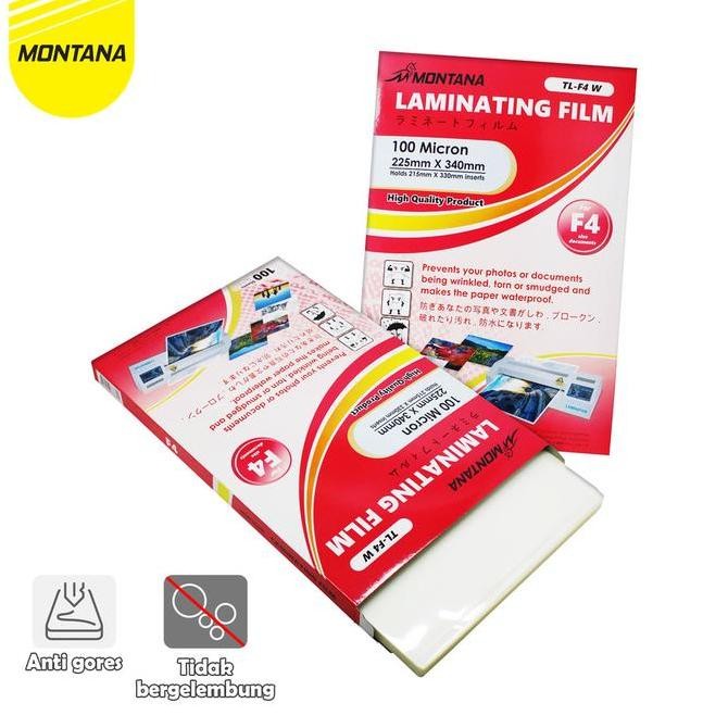 

Premium MONTANA Plastik Laminasi F4 100 Sheets Laminating Film High Quality TL-F4W