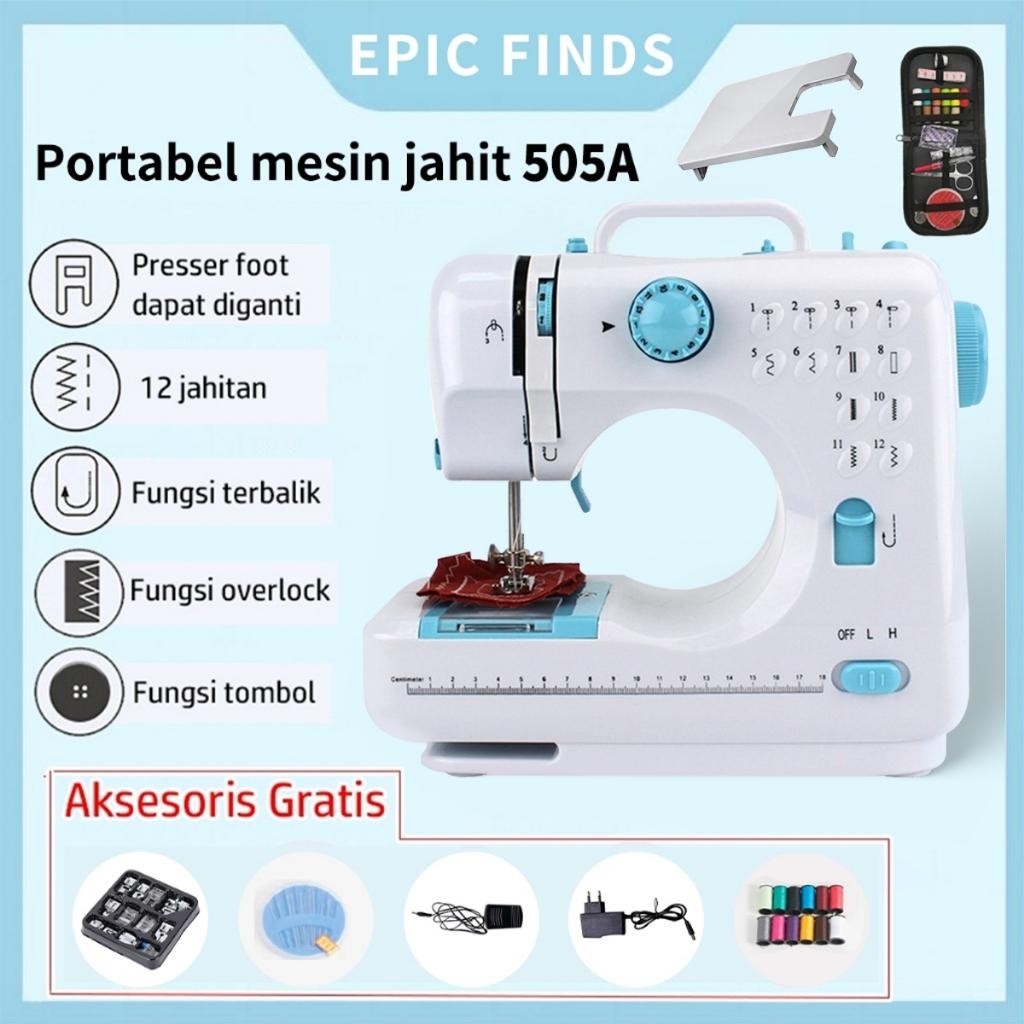 Mesin Jahit Mini Portable 505A/705A 12 Jenis Pola Jahitan Mesin Jahit Listrik Mesin Jahit 505A/705A 