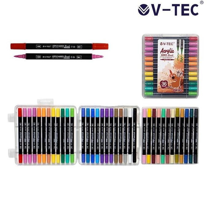 

V-Tec Acrylic Marker + Brush Set 36 Warna Akrilik Marker