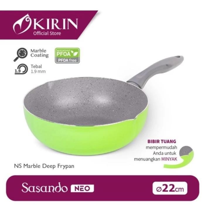 (Ready) Kirin Marble Frypan Deep Sasando Neo 22 Cm / Panci Anti Lengket Kirin Bestseller