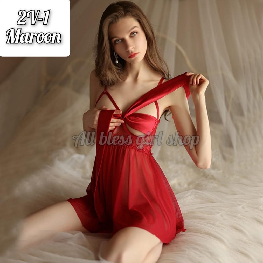 Baju Tidur impor Iingerie sexy 2V transparant renda MURAH