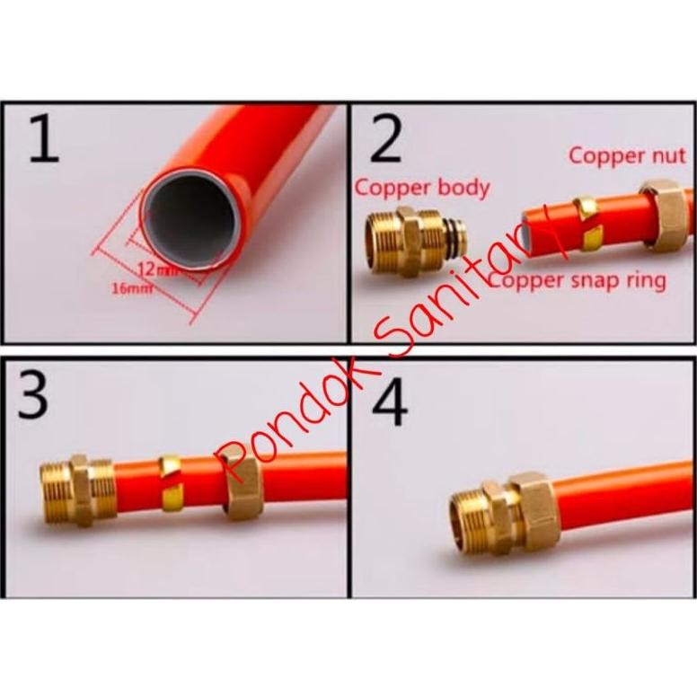 Big Sale - Nepel Sambungan Pipa Air Panas Dingin Kuningan Water Heater Tee Shower Elbow L Sock Sok D