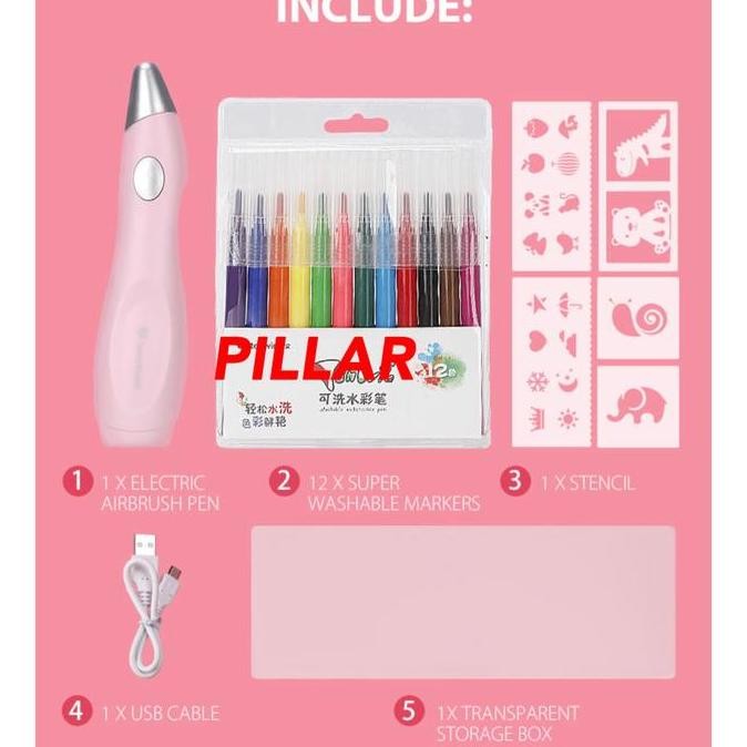 

Air brush kid electric pen Tenwin (spidol) stensils