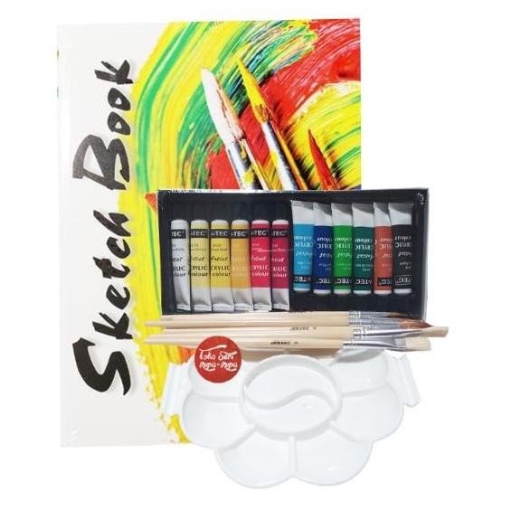 

Paket Alat Lukis (Sketch Book 50 Lbr, Kuas, Palet, Car Air 12 Warna)
