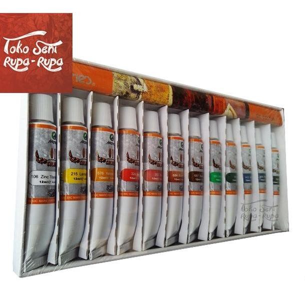 Cat Minyak Maries, Cat Lukis, Oil Colour Painting 12Pcs Tube