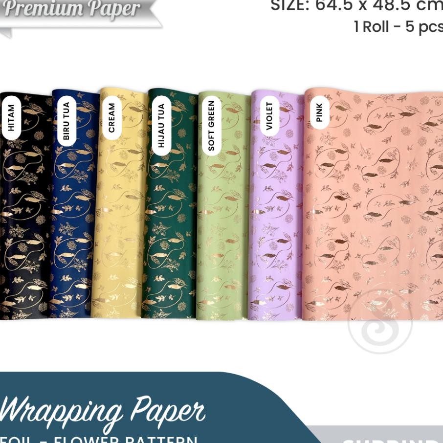 

5 Lembar Kertas Kado Foil Bunga